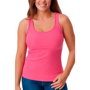 Cotton;On Neon Pink Ribbed Sleeveless Tank Top Women's Size Medium